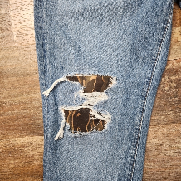 Abercrombie & Fitch Jeans Men 32x32 Blue Rustin Athletic Slim Camo Distressed - Picture 3 of 8